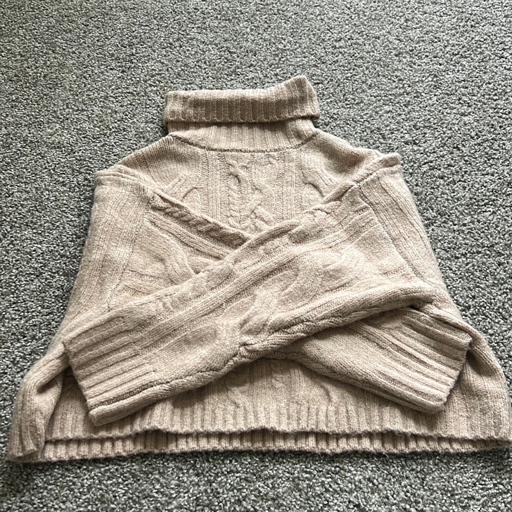 Love tree cable knit tan sweater